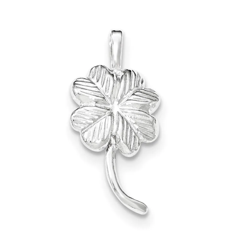 Sterling Silver Polished & Textured Clover Chain Slide