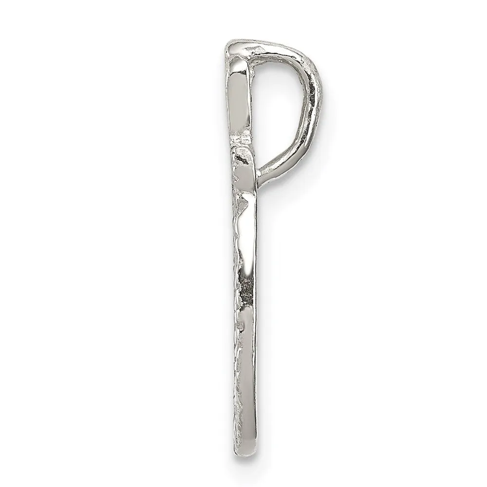 Sterling Silver Polished & Textured Letter O Initial Chain Slide
