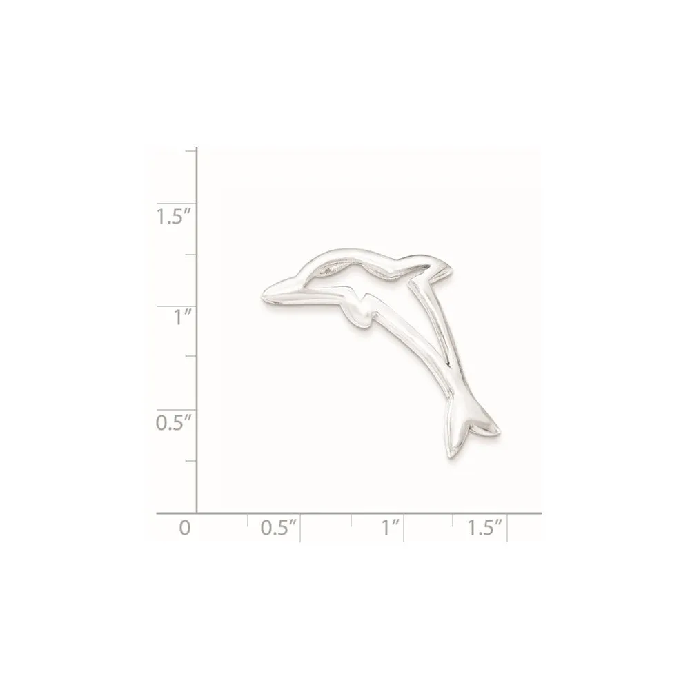 Sterling Silver Polished Dolphin Chain Slide