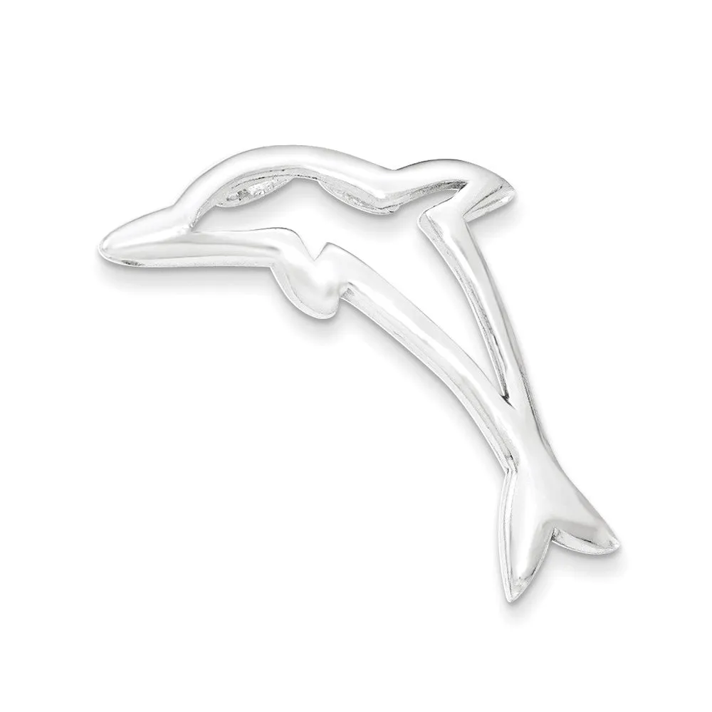 Sterling Silver Polished Dolphin Chain Slide