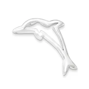 Sterling Silver Polished Dolphin Chain Slide