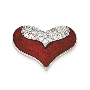 Sterling Silver Polished Red Enamel With CZ Slide