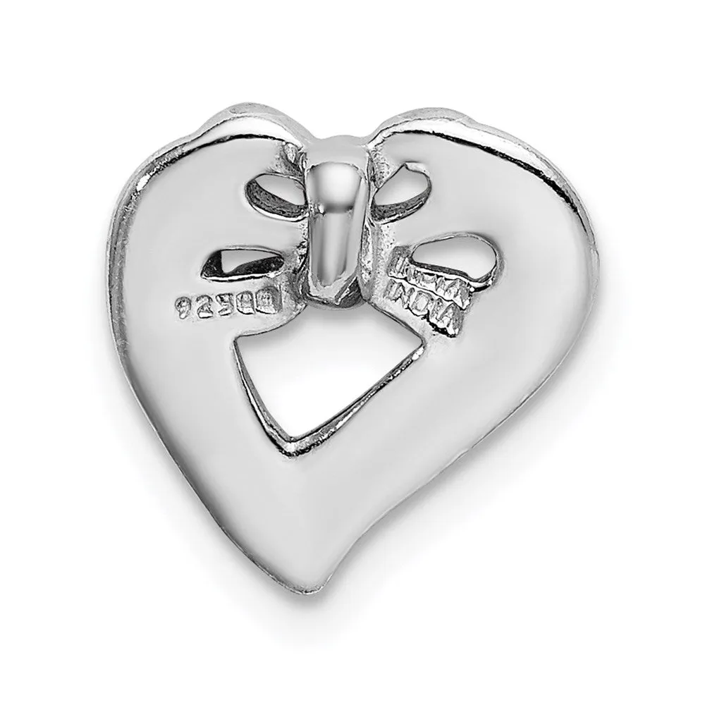 Sterling Silver Rhodium-plate Rose-tone Glitter Enamel Chain Slide