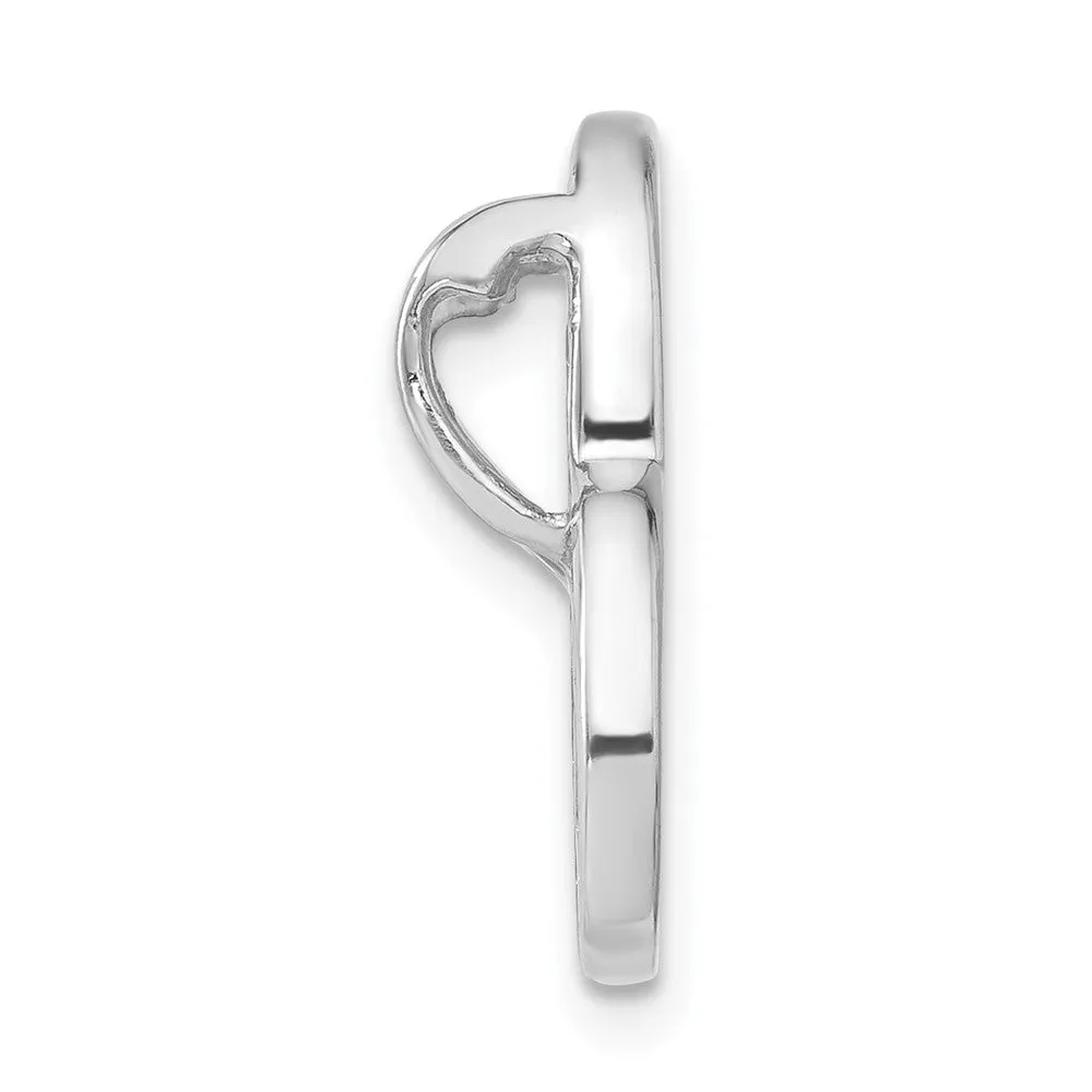 Sterling Silver Rhodium Plated CZ Heart Slide
