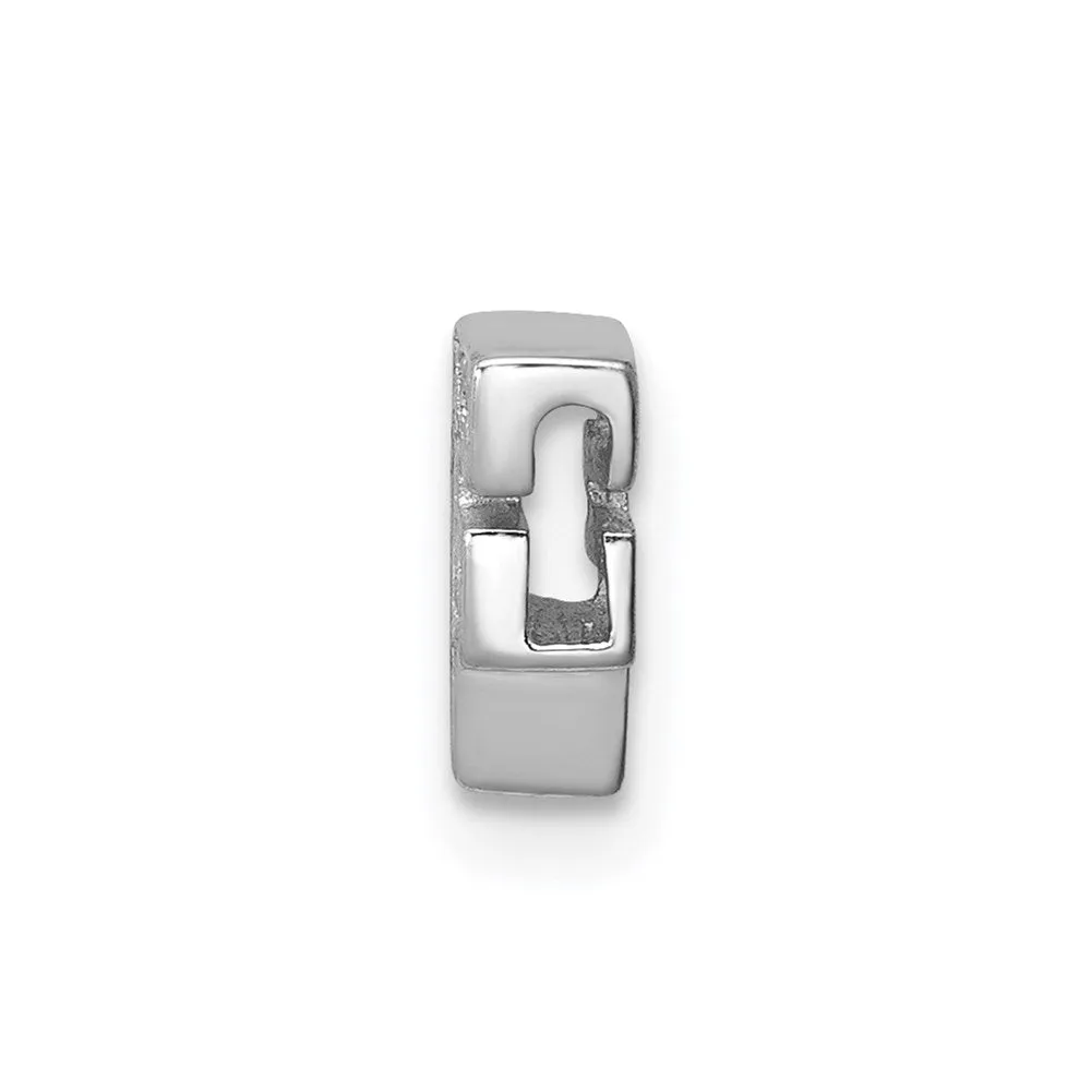 Sterling Silver Rhodium-plated CZ Letter F Initial Slide Charm