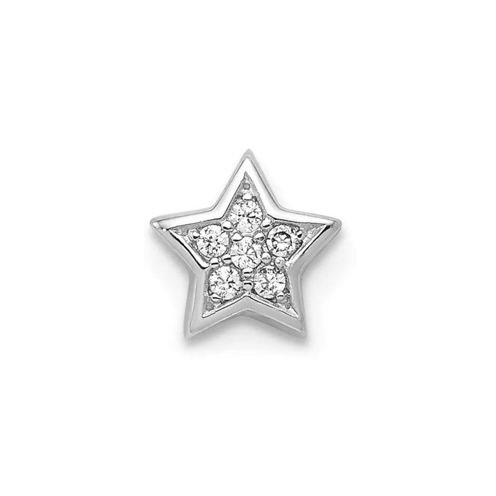 Sterling Silver Rhodium plated CZ Star Slide Charm