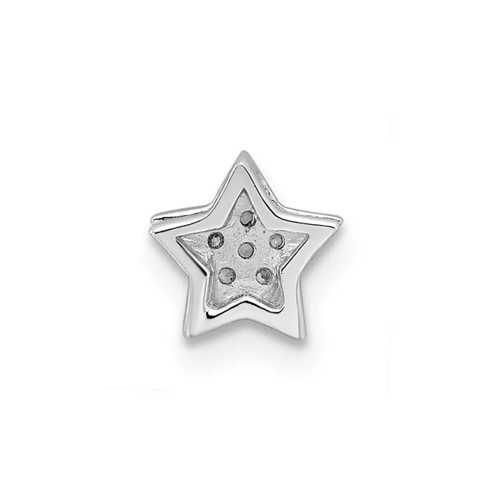 Sterling Silver Rhodium plated CZ Star Slide Charm