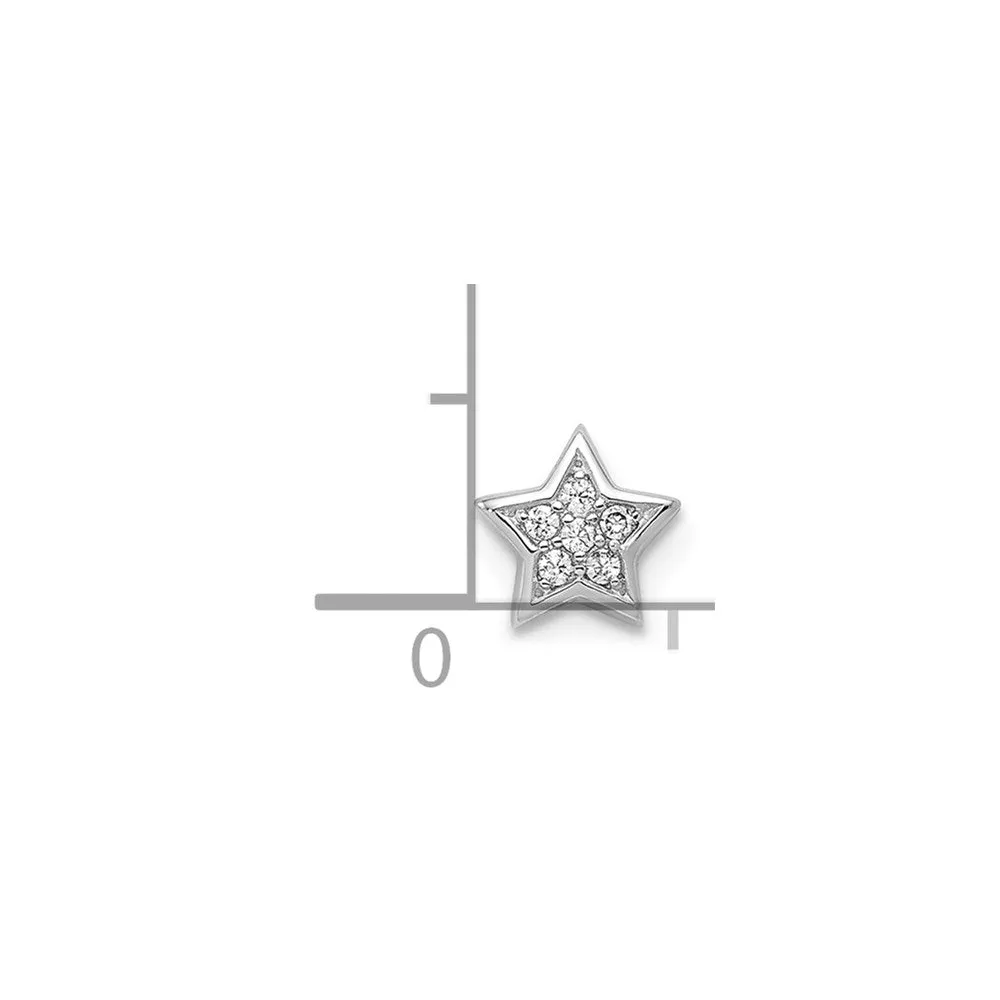 Sterling Silver Rhodium plated CZ Star Slide Charm