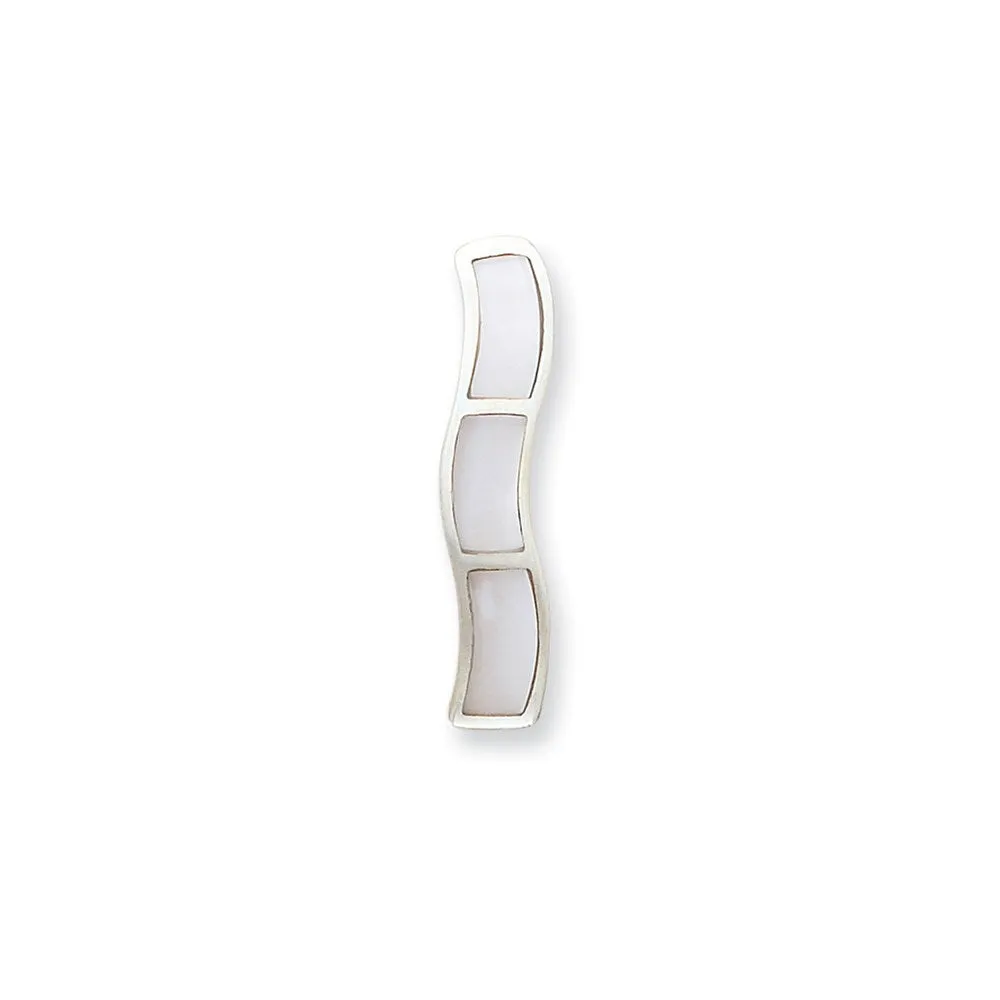 Sterling Silver White Mother of Pearl Wavy Pendant