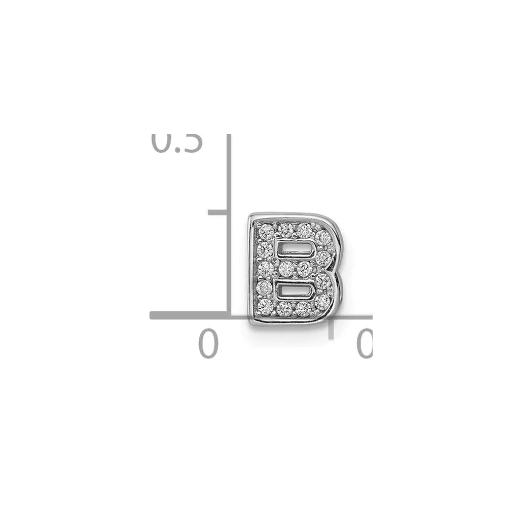 Sterling SilverRhodium-plated CZ Letter B Initial Slide Charm