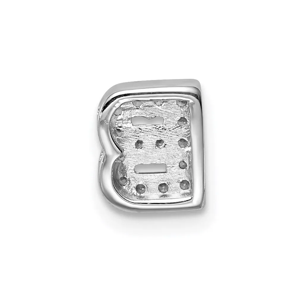 Sterling SilverRhodium-plated CZ Letter B Initial Slide Charm