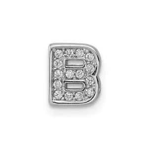 Sterling SilverRhodium-plated CZ Letter B Initial Slide Charm