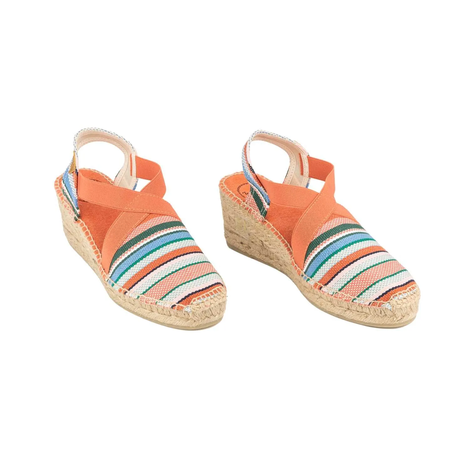Striped Cotton Blend Wedge Espadrille for Women - Tarbes