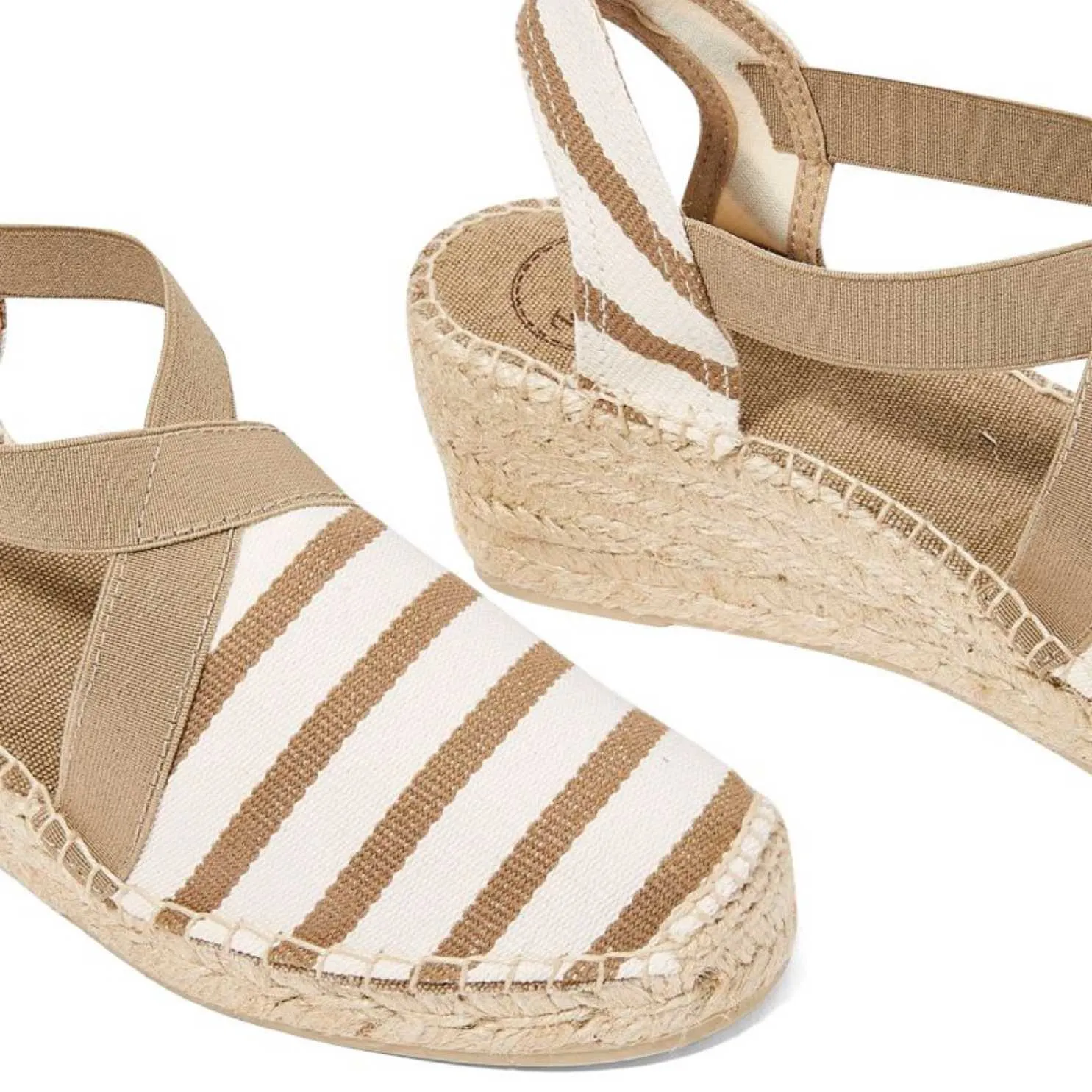 Striped Cotton Blend Wedge Espadrille for Women - Tarbes