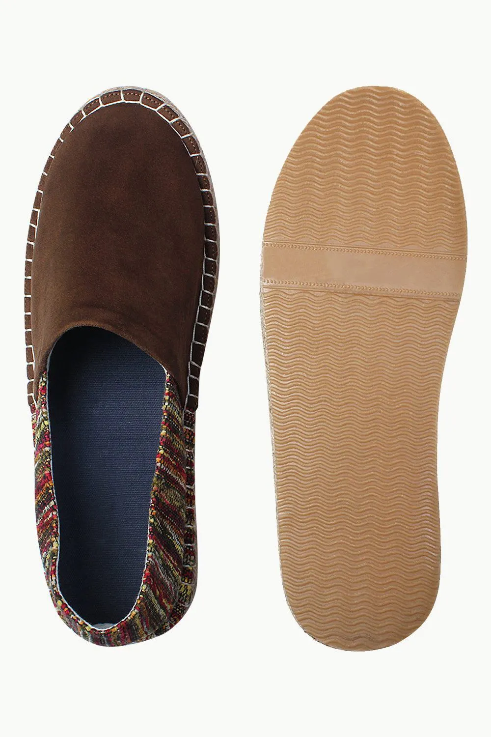 Suede Espadrilles with Canvas Print
