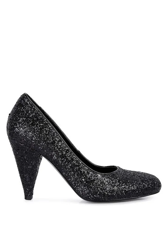 Sugar Plum - Glitter Conical Heel Pumps for women
