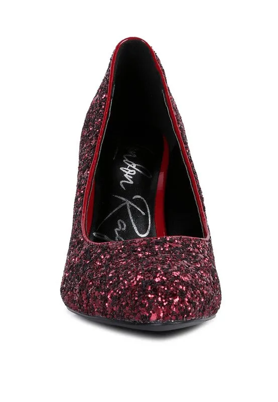 Sugar Plum - Glitter Conical Heel Pumps for women
