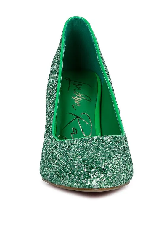 Sugar Plum - Glitter Conical Heel Pumps for women