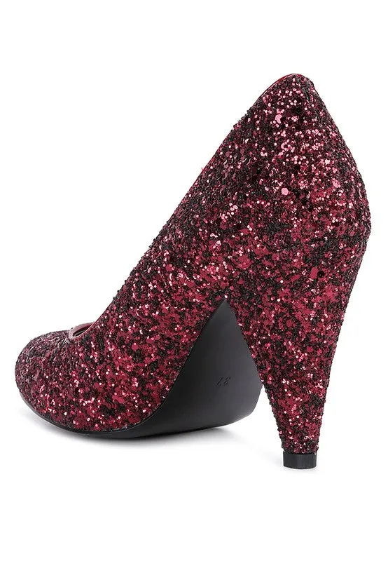 Sugar Plum - Glitter Conical Heel Pumps for women