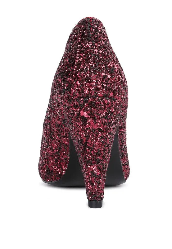 Sugar Plum - Glitter Conical Heel Pumps for women