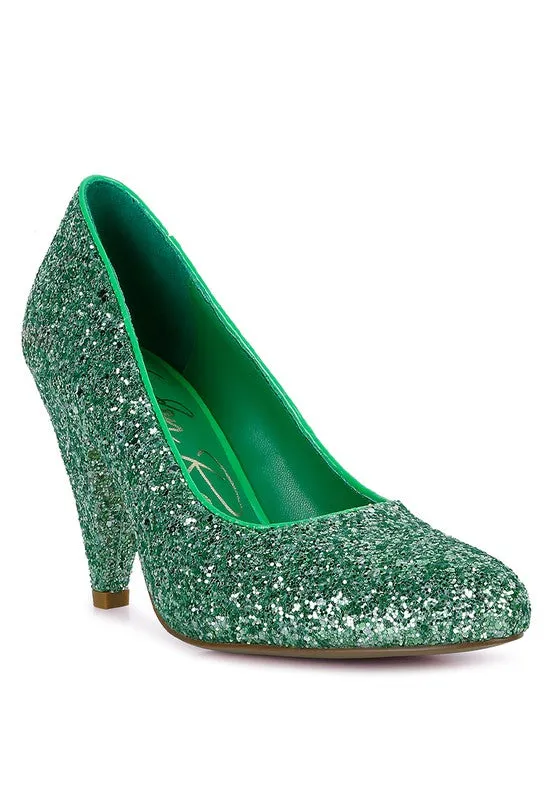 Sugar Plum - Glitter Conical Heel Pumps for women