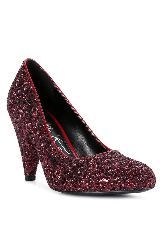 Sugar Plum - Glitter Conical Heel Pumps for women