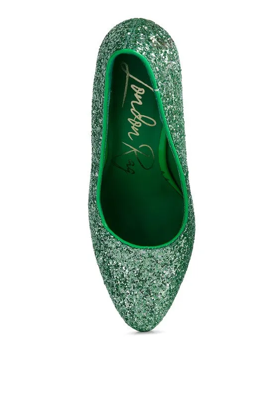 Sugar Plum - Glitter Conical Heel Pumps for women