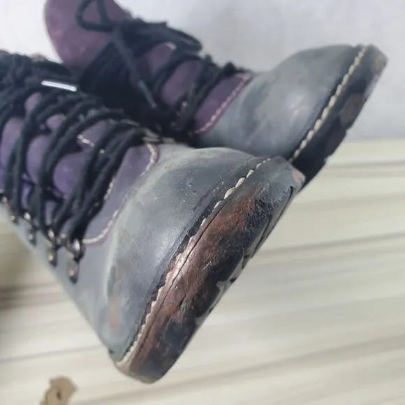 Sz 8.5 Vintage Skechers 90s Chunky Heel Lagenlook Artsy Grey Purple Y2K Booties