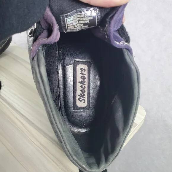Sz 8.5 Vintage Skechers 90s Chunky Heel Lagenlook Artsy Grey Purple Y2K Booties
