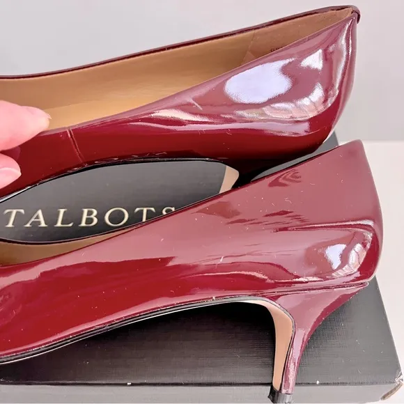 Talbots ‘Davila’ Red Patent Leather Studded Bow Heels in “Chianti”, Size 9.5