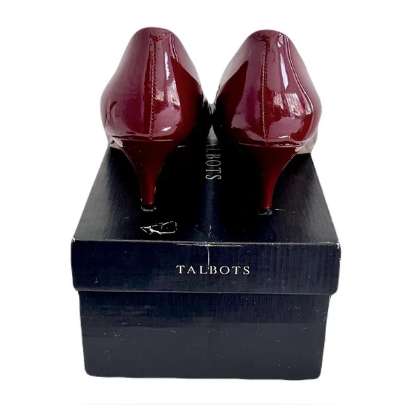 Talbots ‘Davila’ Red Patent Leather Studded Bow Heels in “Chianti”, Size 9.5