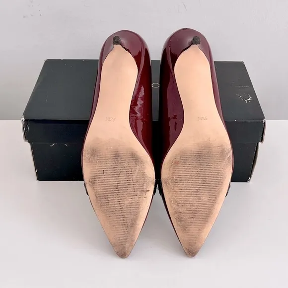 Talbots ‘Davila’ Red Patent Leather Studded Bow Heels in “Chianti”, Size 9.5
