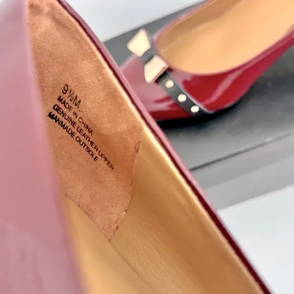 Talbots ‘Davila’ Red Patent Leather Studded Bow Heels in “Chianti”, Size 9.5