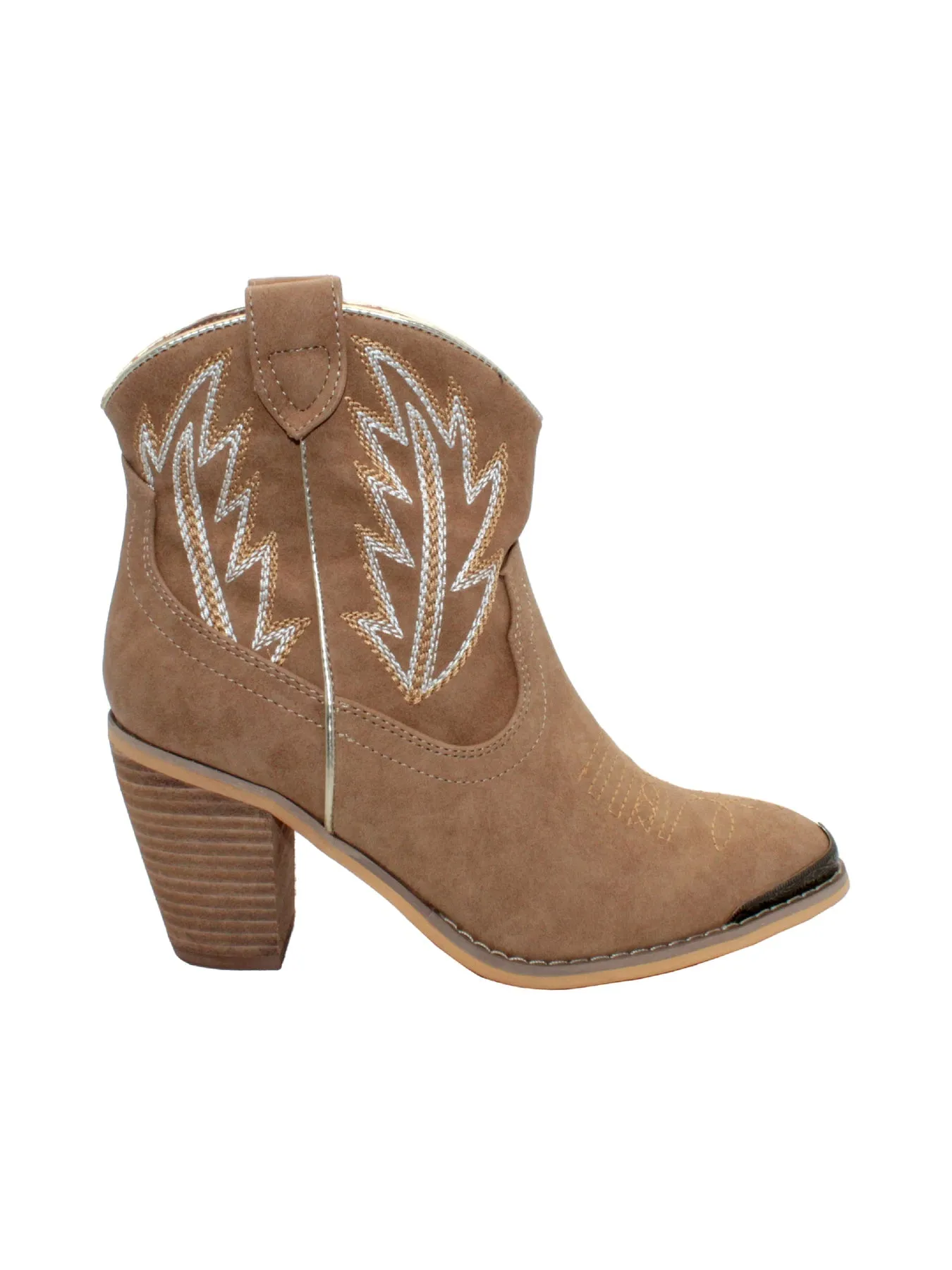 TAYLOR BEIGE EMBROIDERED BOOTIE