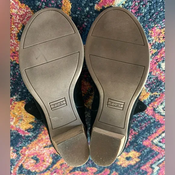 Toms | Women’s black Majorca Peep Toe ankle booties, perforated suede size 6