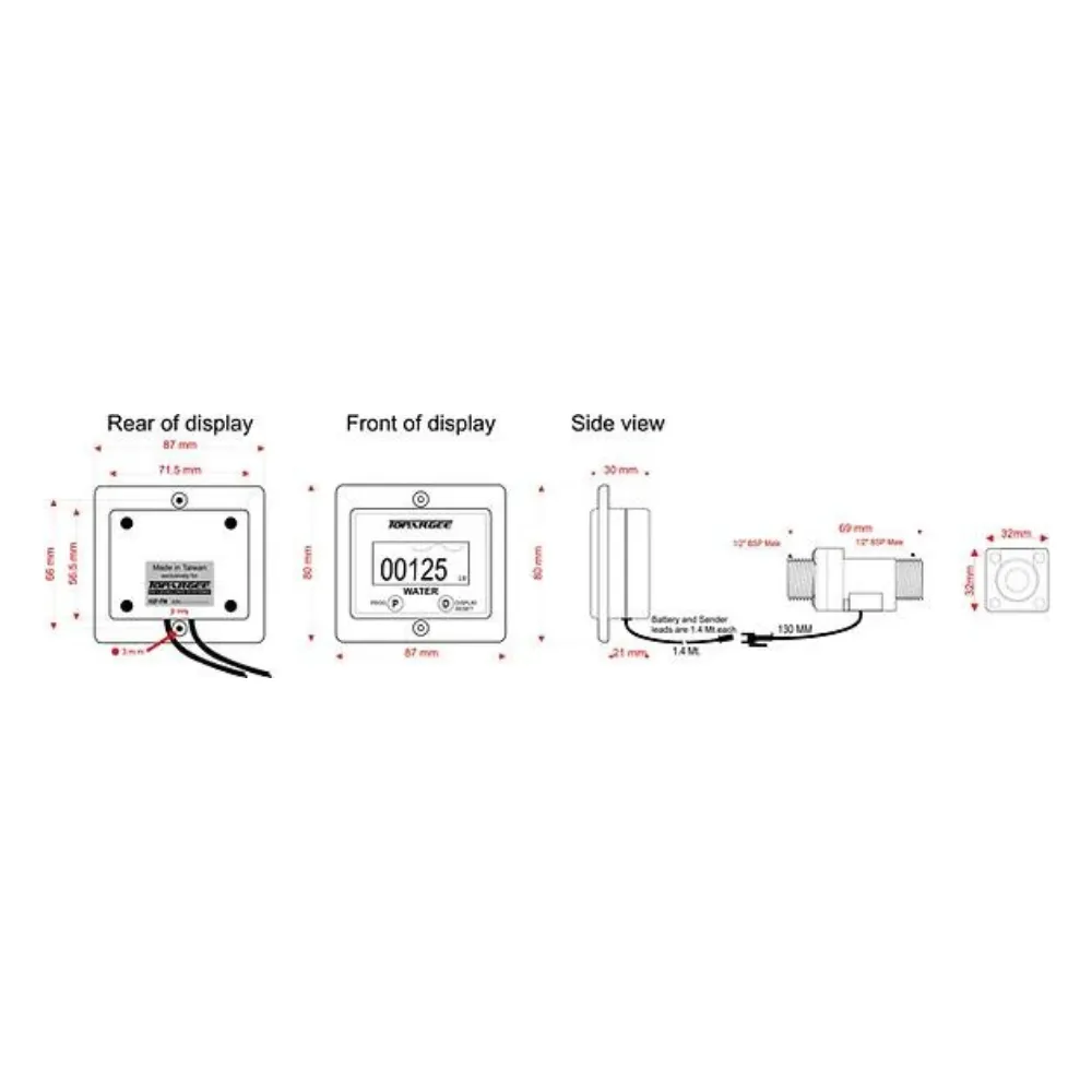 Topargee Flush Mount Water Tank Gauge H2F-FM