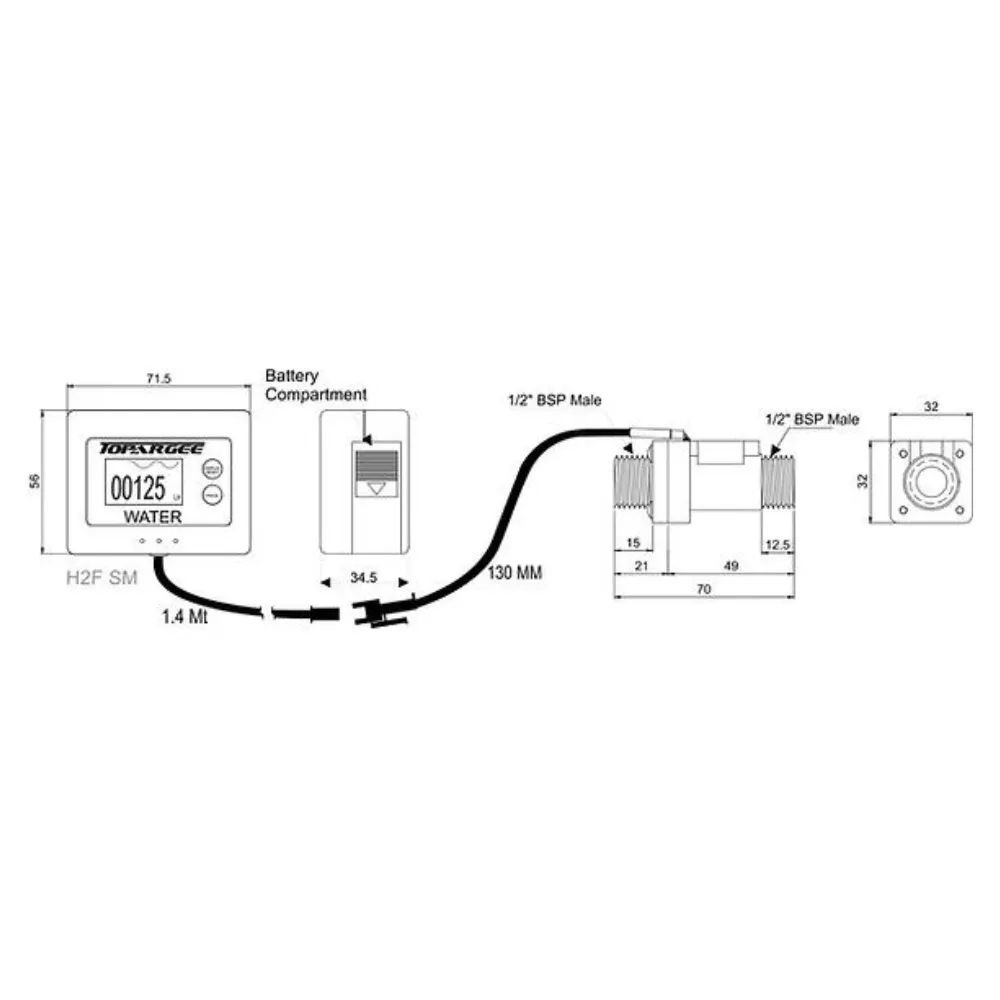 Topargee Surface Mount Water Tank Gauge H2F-SM