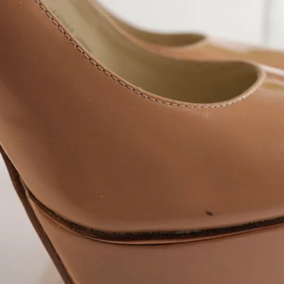 Vera Wang Lavender Women Zoey Pump Size 9.5 Tan Nude Patent Platform Stiletto
