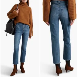 Veronica Beard Ryleigh Slim Straight High Rise Button front size 31