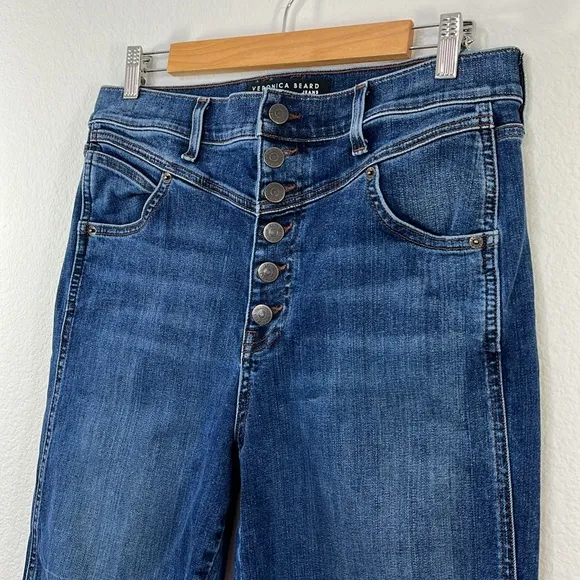 Veronica Beard Ryleigh Slim Straight High Rise Button front size 31