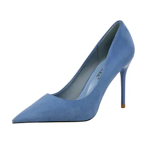 VFDB Women's Fashion Pointed Toe Pumps High Heel Stilettos Sexy Slip on Dress Prom Party Evening Pump Shoes X-Blue US 7