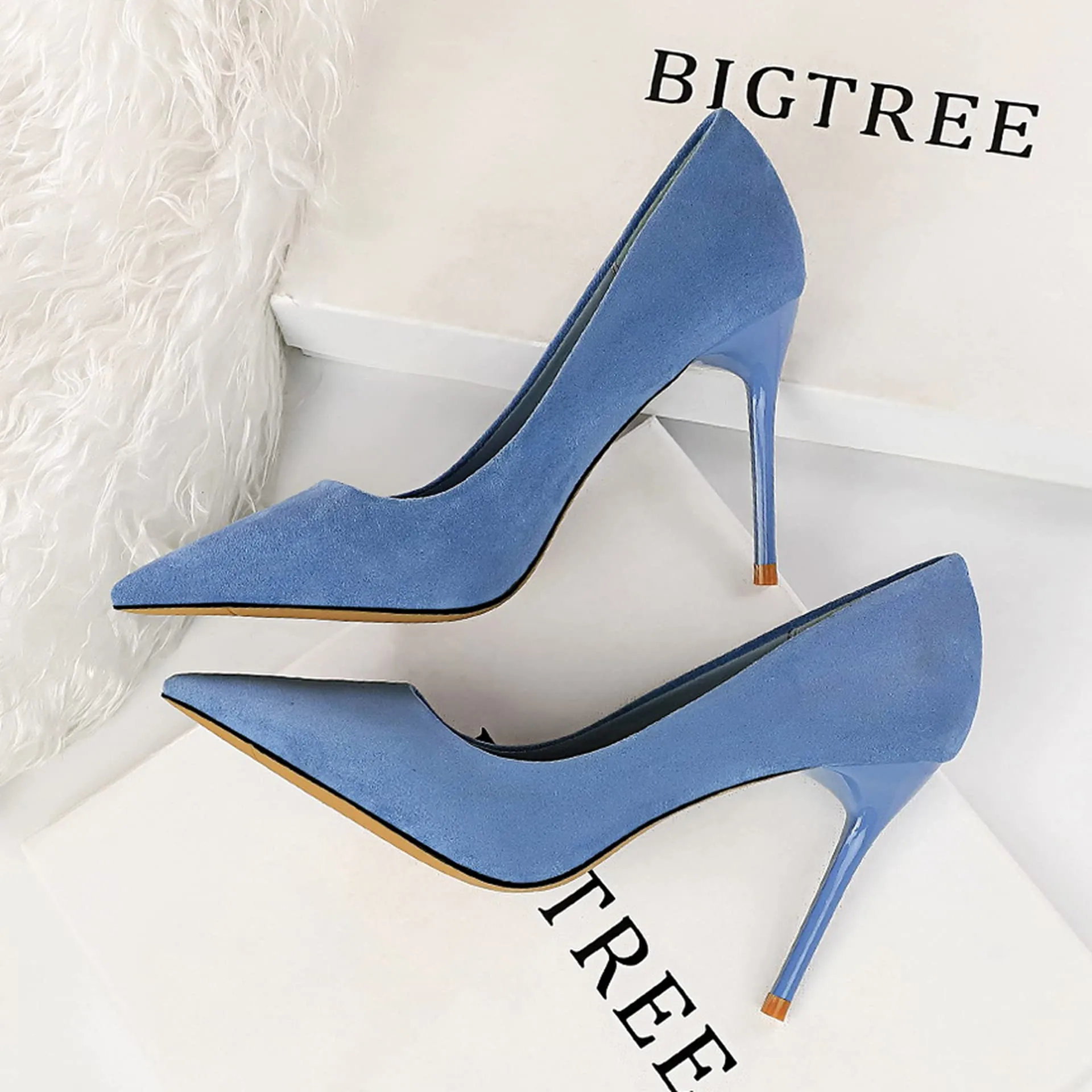 VFDB Women's Fashion Pointed Toe Pumps High Heel Stilettos Sexy Slip on Dress Prom Party Evening Pump Shoes X-Blue US 7