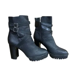 Vince Camuto Elisen buckle lug sole black booties 9M