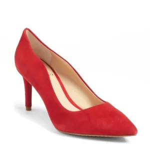 Vince Camuto Jaynita Red Suede Pointy Toe Heels Business Office Work Scallop 6