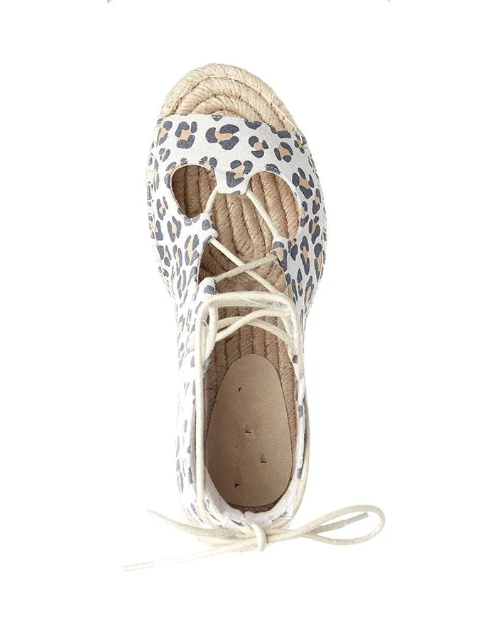 Vine Leather Wedge - Tan Leopard