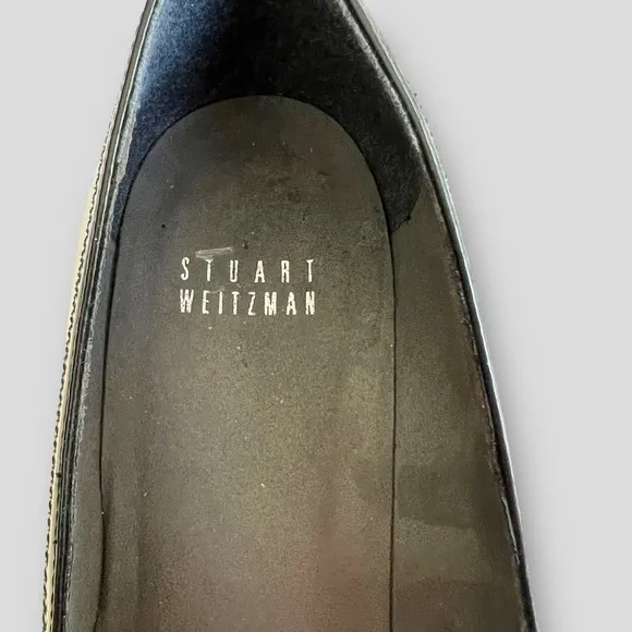 Vintage Stuart Weitzman Patent Leather Bow Wedge Pumps Black Women's