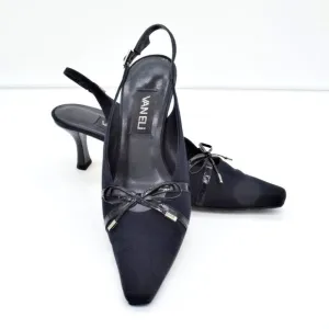 Vintage Vaneli Navy Slingback Pumps with Bows EUC