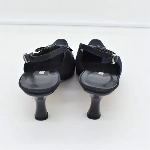 Vintage Vaneli Navy Slingback Pumps with Bows EUC