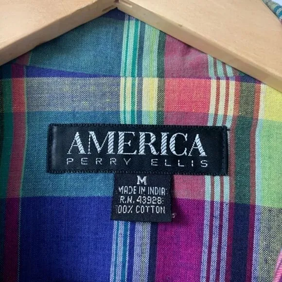 Vintage 80’s Perry Ellis Cotton Plaid Fall Jacket