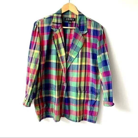 Vintage 80’s Perry Ellis Cotton Plaid Fall Jacket